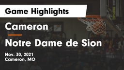 Cameron  vs Notre Dame de Sion  Game Highlights - Nov. 30, 2021