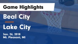 Beal City  vs Lake City  Game Highlights - Jan. 26, 2018