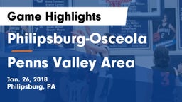 Philipsburg-Osceola  vs Penns Valley Area  Game Highlights - Jan. 26, 2018