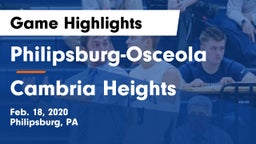 Philipsburg-Osceola  vs Cambria Heights  Game Highlights - Feb. 18, 2020