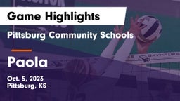 Pittsburg Community Schools vs Paola  Game Highlights - Oct. 5, 2023
