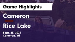 Cameron  vs Rice Lake  Game Highlights - Sept. 23, 2023