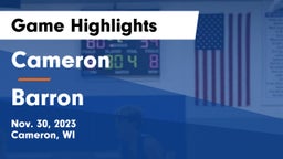 Cameron  vs Barron  Game Highlights - Nov. 30, 2023