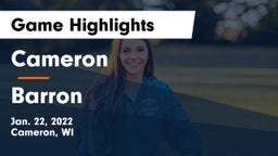Cameron  vs Barron  Game Highlights - Jan. 22, 2022