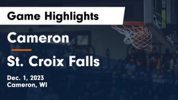 Cameron  vs St. Croix Falls  Game Highlights - Dec. 1, 2023