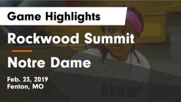 Rockwood Summit  vs Notre Dame  Game Highlights - Feb. 23, 2019