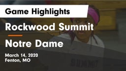 Rockwood Summit  vs Notre Dame  Game Highlights - March 14, 2020