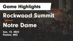 Rockwood Summit  vs Notre Dame  Game Highlights - Jan. 12, 2022