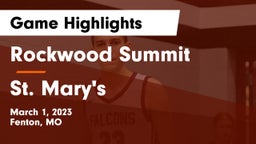 Rockwood Summit  vs St. Mary's  Game Highlights - March 1, 2023
