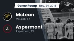 Recap: McLean  vs. Aspermont  2018