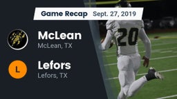 Recap: McLean  vs. Lefors  2019