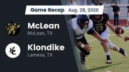 Recap: McLean  vs. Klondike  2020