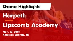 Harpeth  vs Lipscomb Academy Game Highlights - Nov. 15, 2018