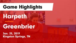 Harpeth  vs Greenbrier  Game Highlights - Jan. 25, 2019