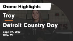 Troy  vs Detroit Country Day  Game Highlights - Sept. 27, 2022