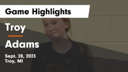 Troy  vs Adams  Game Highlights - Sept. 28, 2023