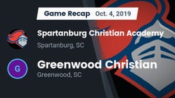Recap: Spartanburg Christian Academy  vs. Greenwood Christian  2019