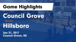 Council Grove  vs Hillsboro  Game Highlights - Jan 31, 2017