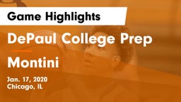 DePaul College Prep  vs Montini  Game Highlights - Jan. 17, 2020