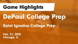 DePaul College Prep  vs Saint Ignatius College Prep Game Highlights - Feb. 21, 2020