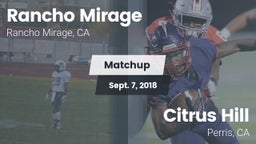 Matchup: Rancho Mirage High vs. Citrus Hill  2018