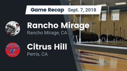 Recap: Rancho Mirage  vs. Citrus Hill  2018