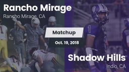 Matchup: Rancho Mirage High vs. Shadow Hills  2018