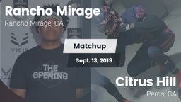 Matchup: Rancho Mirage High vs. Citrus Hill  2019