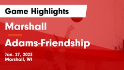 Marshall  vs Adams-Friendship  Game Highlights - Jan. 27, 2023