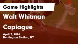 Walt Whitman  vs Copiague  Game Highlights - April 2, 2024