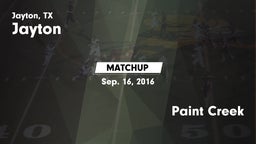 Matchup: Jayton  vs. Paint Creek 2016
