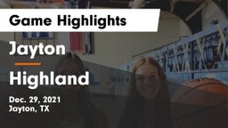 Jayton  vs Highland  Game Highlights - Dec. 29, 2021