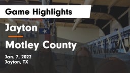 Jayton  vs Motley County  Game Highlights - Jan. 7, 2022