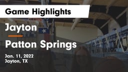 Jayton  vs Patton Springs Game Highlights - Jan. 11, 2022