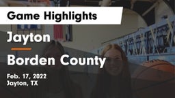 Jayton  vs Borden County  Game Highlights - Feb. 17, 2022