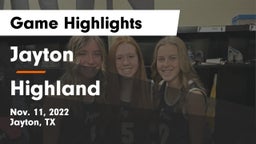 Jayton  vs Highland  Game Highlights - Nov. 11, 2022