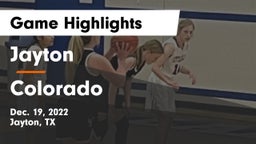 Jayton  vs Colorado  Game Highlights - Dec. 19, 2022