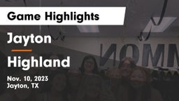 Jayton  vs Highland  Game Highlights - Nov. 10, 2023