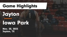 Jayton  vs Iowa Park  Game Highlights - Nov. 20, 2023