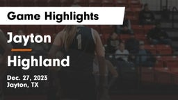 Jayton  vs Highland  Game Highlights - Dec. 27, 2023
