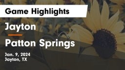 Jayton  vs Patton Springs Game Highlights - Jan. 9, 2024