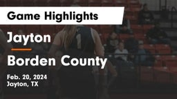 Jayton  vs Borden County  Game Highlights - Feb. 20, 2024