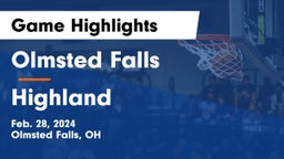 Olmsted Falls  vs Highland  Game Highlights - Feb. 28, 2024