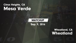 Matchup: Mesa Verde vs. Wheatland  2016