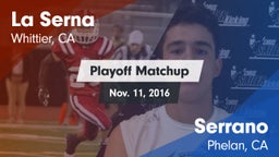 Matchup: La Serna High vs. Serrano  2016