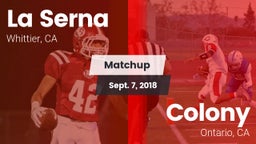 Matchup: La Serna High vs. Colony  2018