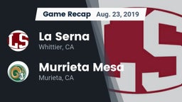 Recap: La Serna  vs. Murrieta Mesa  2019