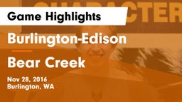 Burlington-Edison  vs Bear Creek  Game Highlights - Nov 28, 2016