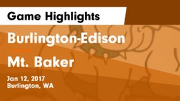 Burlington-Edison  vs Mt. Baker  Game Highlights - Jan 12, 2017