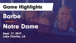 Barbe  vs Notre Dame Game Highlights - Sept. 17, 2019